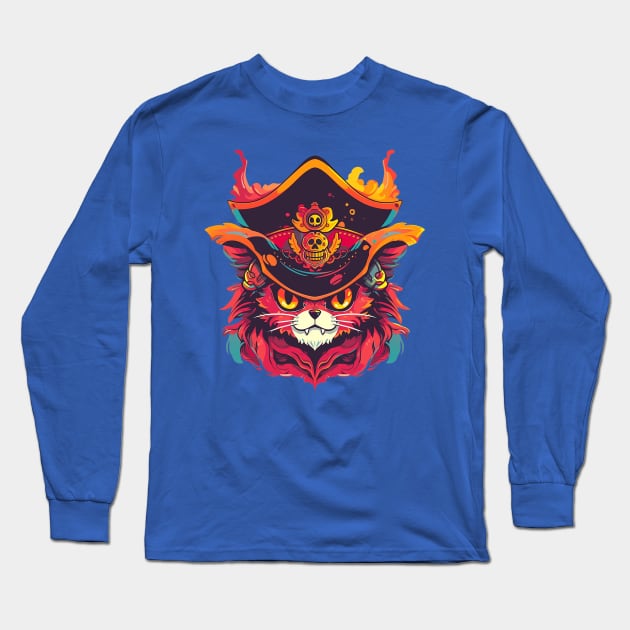 cat pirate Long Sleeve T-Shirt by piratesnow